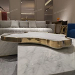 Art-Inspired Marble Coffee Table with Gold Accent Detail